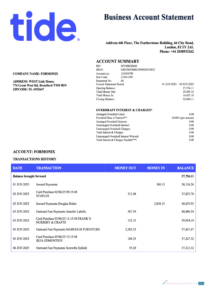 Download United Kingdom Tide enterprise statement Word and PDF template Photoshop template